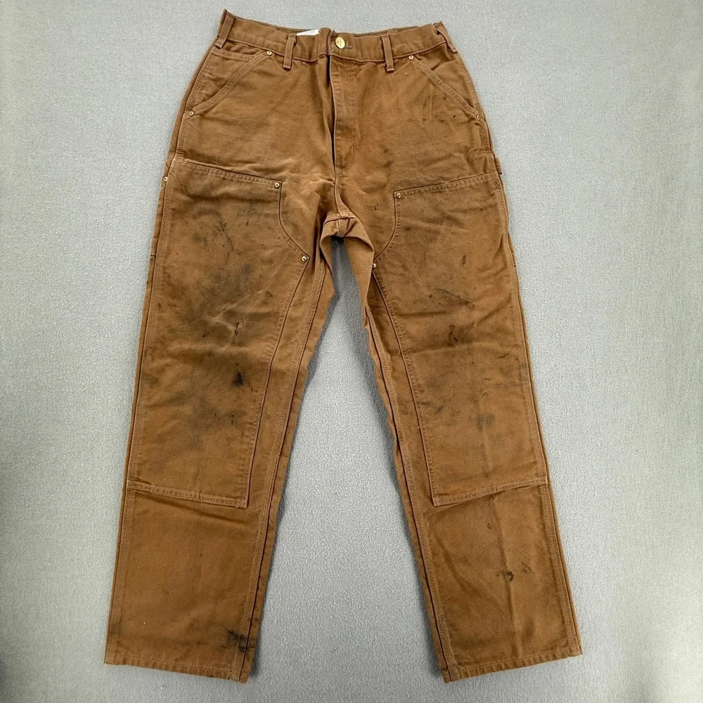 Carhartt B01-BRN Double-Knee Work Dungaree Carpenter Pants Men 34x34-Fits 31x31